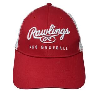 Rawlings Pro Baseball Fitted Trucker Hat Red XL Embroidered Colorblock